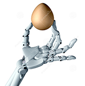 robotic hand holding an egg