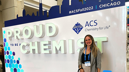 Student at American Chemical Society conference 